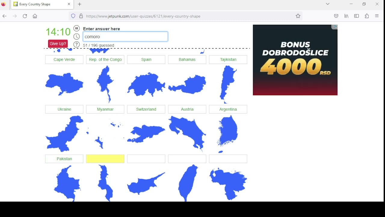 Country shapes Quiz