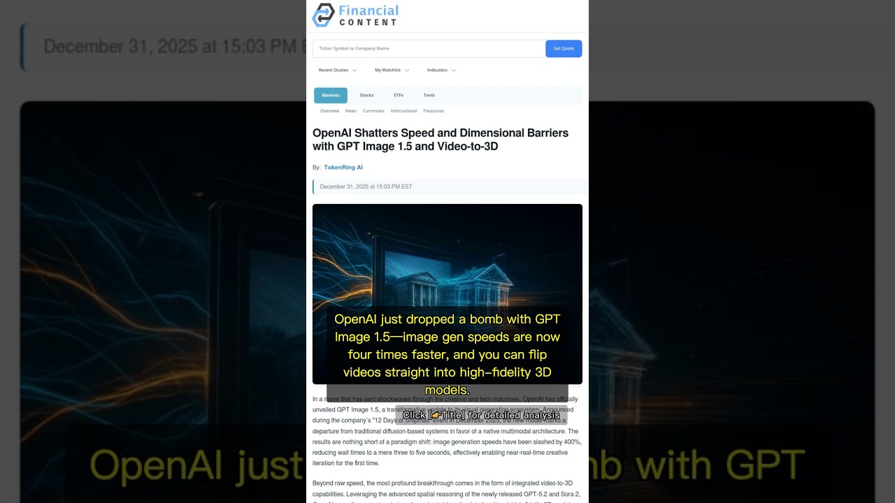 🧐👉 OpenAI GPT Image 1.5: 4x Faster, Video-to-3D, Shaking Up Digital Creation 
