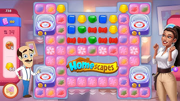Homescapes - Level 738 Super Hard Level No Boosters Gameplay Walkthrough - New Update