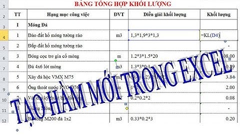 Tạo hàm tính khối lượng từ công thức diễn giải - Hướng dẫn chi tiết các bước (excel nâng cao)