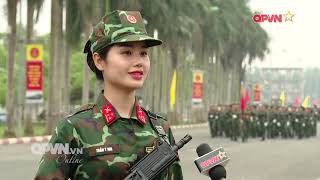 Những nữ chiến sĩ xinh đẹp "vượt nắng thắng mưa" luyện tập cho Lễ kỷ niệm chiến thắng Điện Biên Phủ