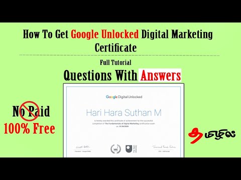 How To Get Google Unlocked Digital Marketing Certificate | For Free | With Answers | In Tamil |