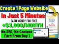 Create 1 Page Website In Just 5 Minutes And Make Money Online For FREE | Google Sites | Landing Page