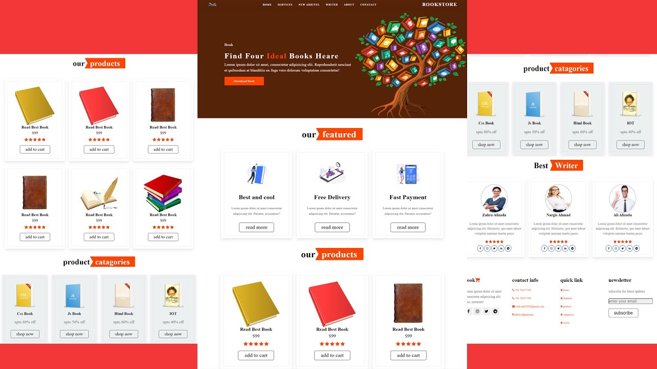 Create A Responsive Online Book Website Design Using HTML - CSS Step By ...
