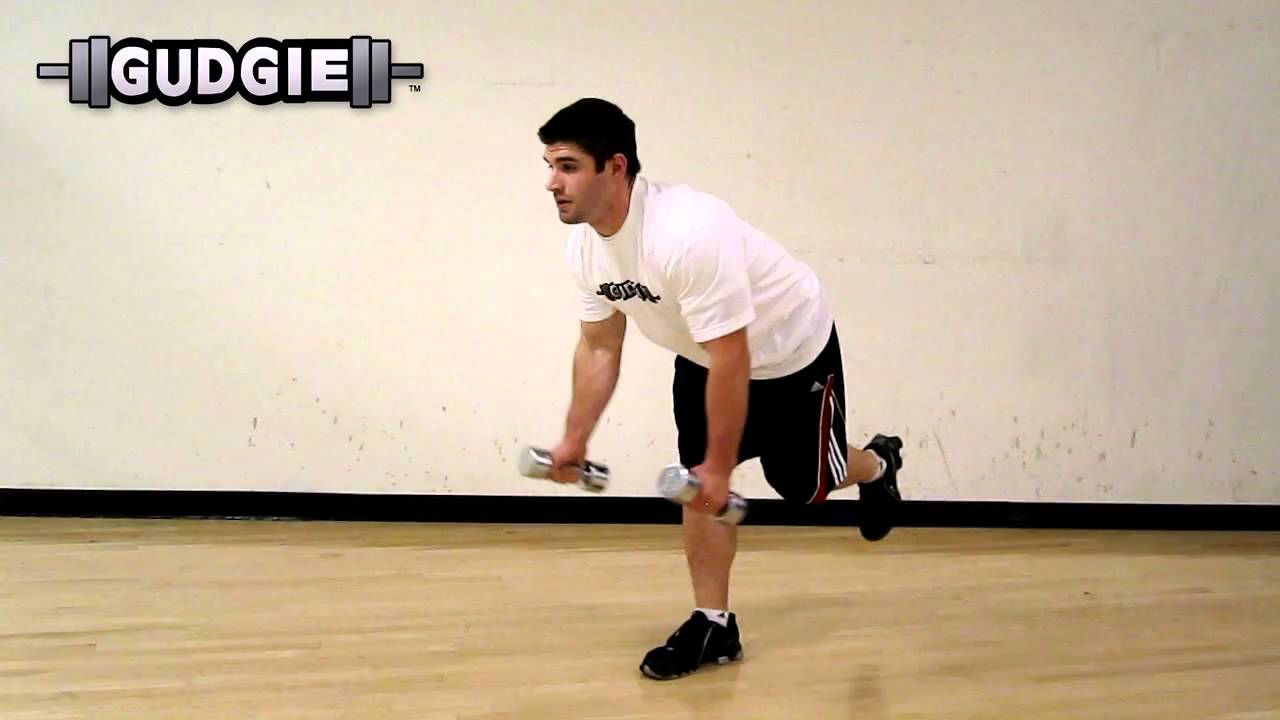 Dumbbell standing bent over reverse fly single leg - YouTube