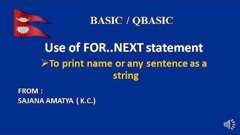 A QBASIC PROGRAM TO SHOW THE USE OF FOR .... NEXT STATEMENT TO PRINT  A STRING