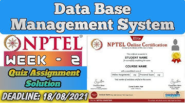 Data Base Management System || NPTEL Week 2 assignment answers || #nptel #skumaredu