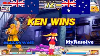 Street Fighter Iii 3rd Strike  Maxxxwell new Zealand Vs Myresolve australia Fightcade