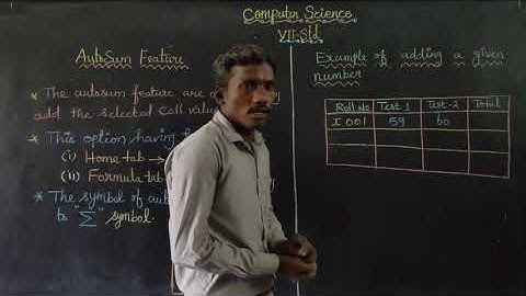 Autosum Feature Class 7 Computer Science