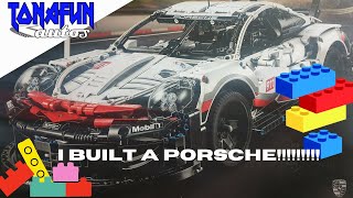 I built a Porsche!!!!!!! well a Lego one still counts right????