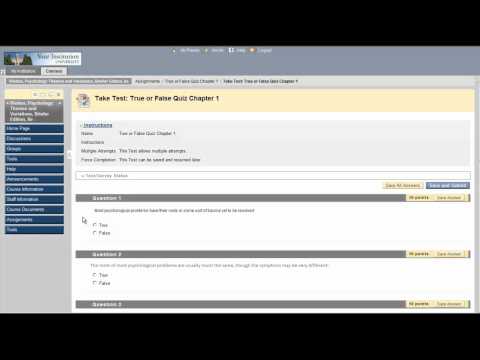 Taking an Assignment in WebTutor/Course Cartridges on BlackBoard: For Students