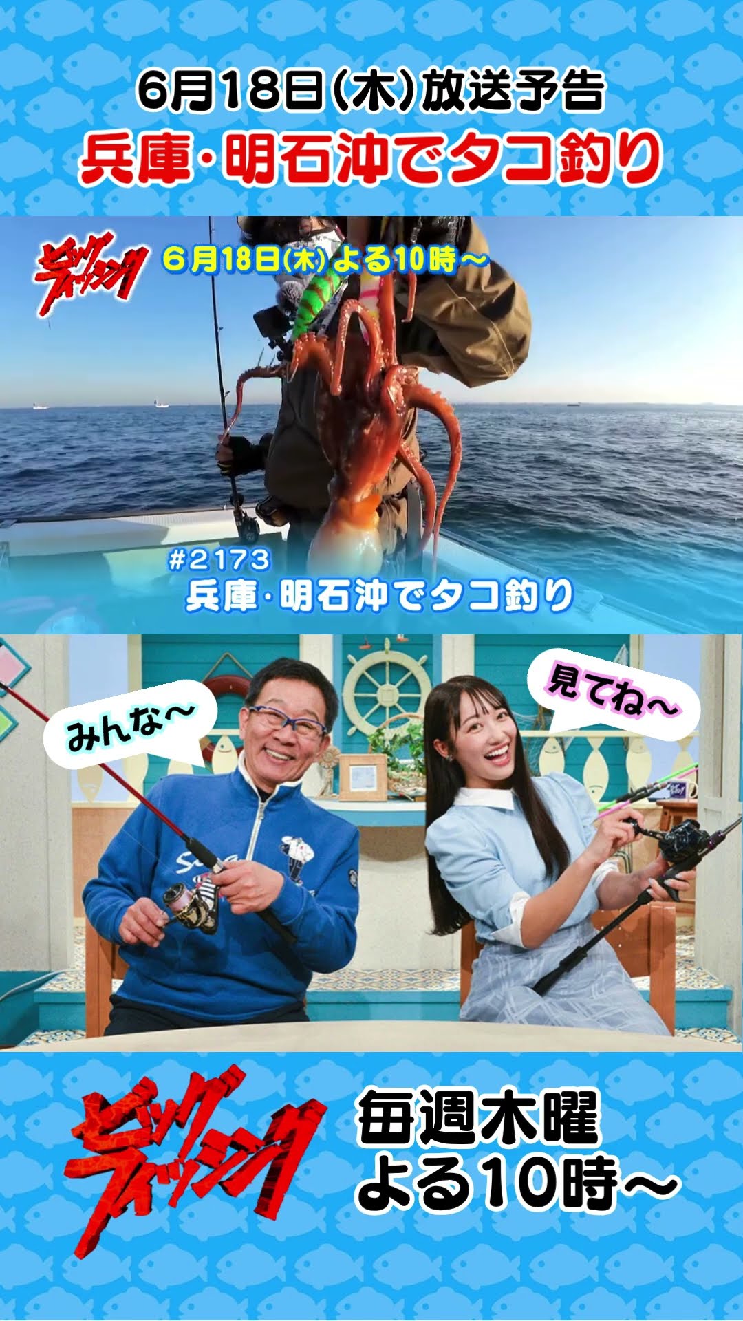 6/18㊍22:00～OA予告】「兵庫・明石沖でタコ狙い」お見逃しなく