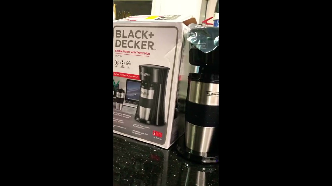 BLACK+DECKER Coffee Machine, 650W, 360ml Travel Mug, Black - DCT10-B5 -  220-240 Volt 50 Hz - World Import