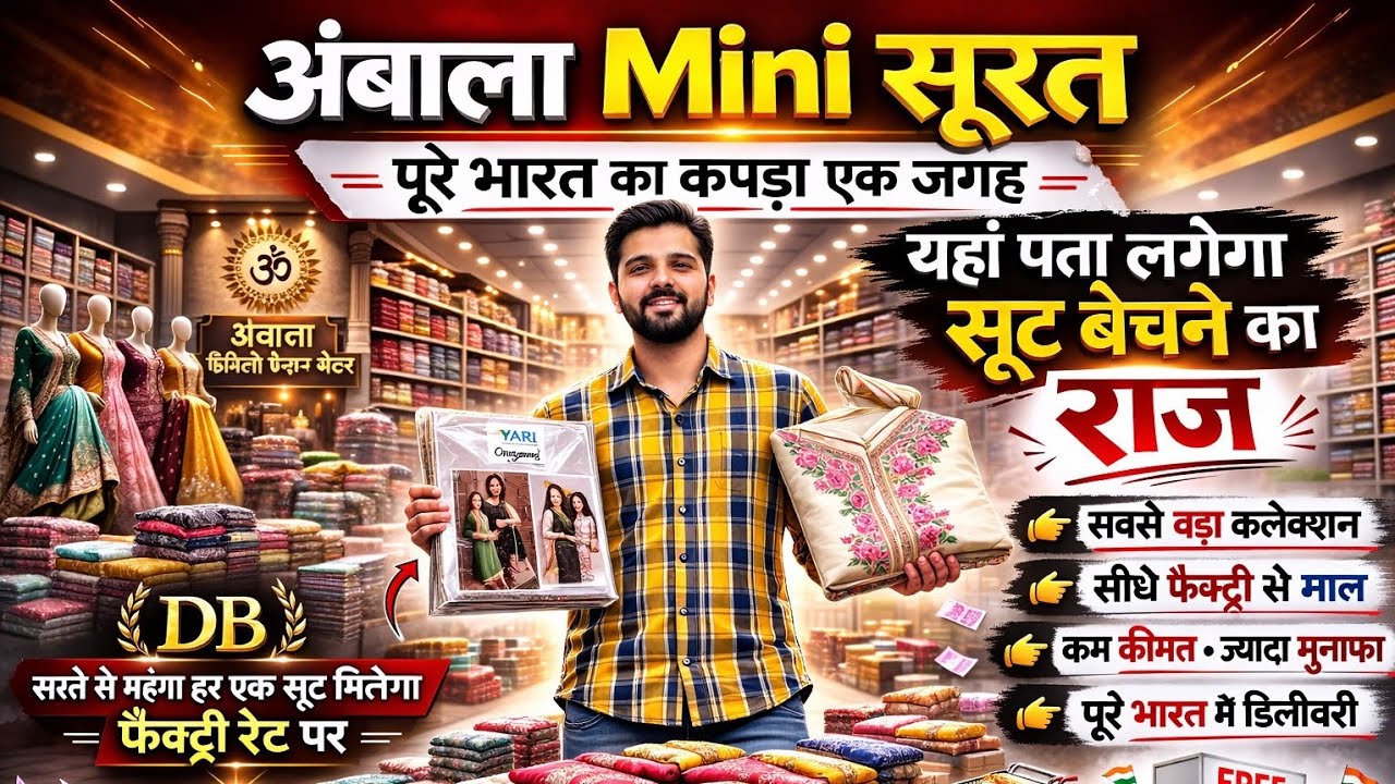 2026 Vol:-5 अंबाला Mini सूरत।पूरे भारत का कपड़ा एक जगह।सूट मिलेंगे फैक्ट्री रेट पर।32 दुकान एक शोरूम