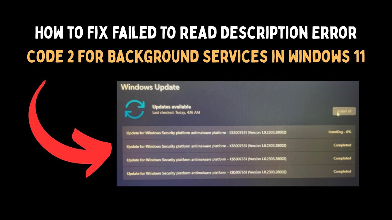 How to Fix Failed To Read Description Error Code 2 For Background ...