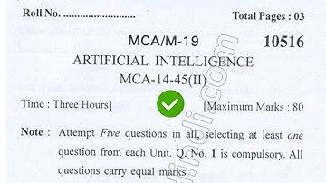 2019 KUK MCA 5th Sem Artifical Intelligence Question Paper