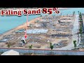 2138very good today sand truck fills the bottom builds 5 buildings 85