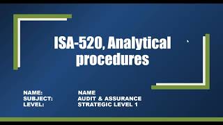 Presentation on ISA 520 (Analytical Procedures)  | ML 2 | ICMAP |