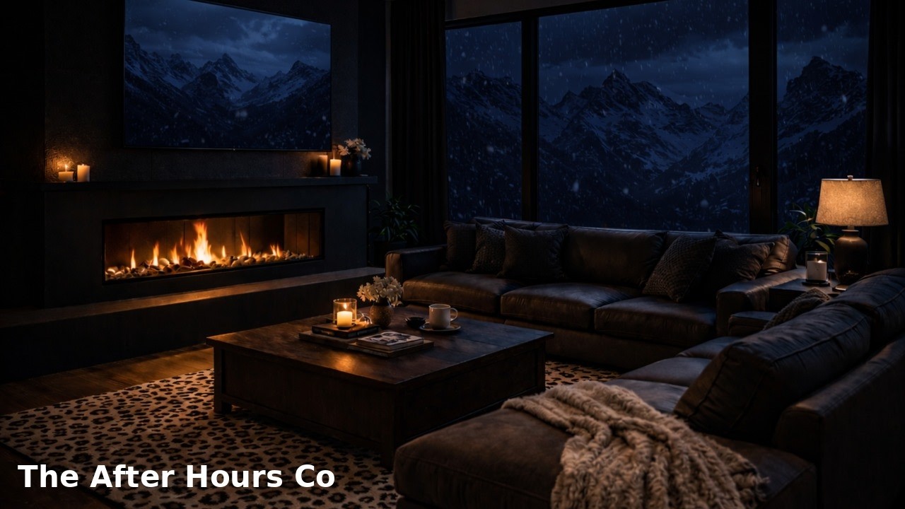 9 Hours of Cozy Fireplace Sounds 🔥 Snowy Mountain Night for Deep Sleep