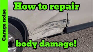 How to repair body damage on a car. #auto body tech #diy