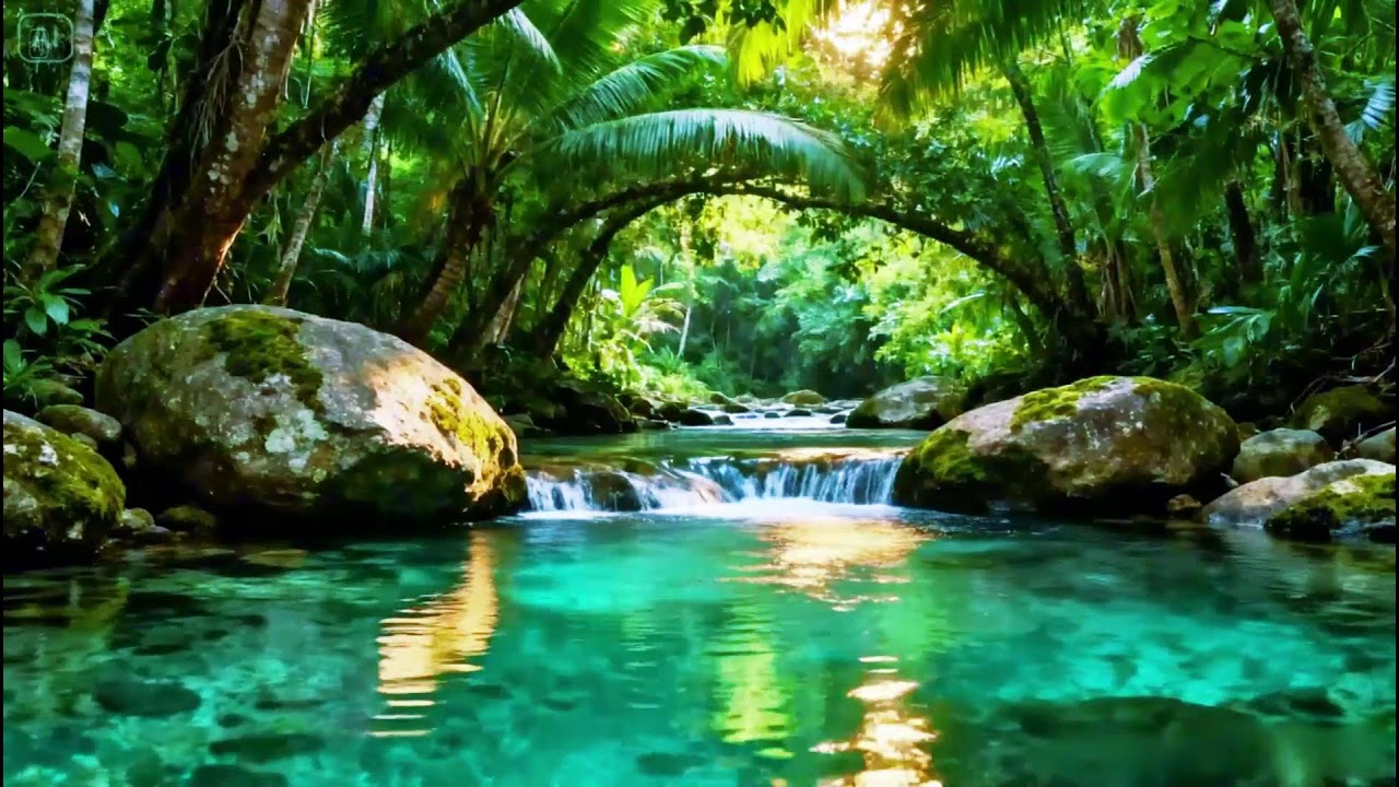 Mountain Stream Sounds, Beautiful Forest Atmosphere and Birdsong, Nature Sounds for Relaxing, ASMR