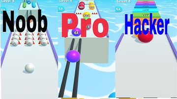 Noob vs pro vs hacker in Ball Run 2048