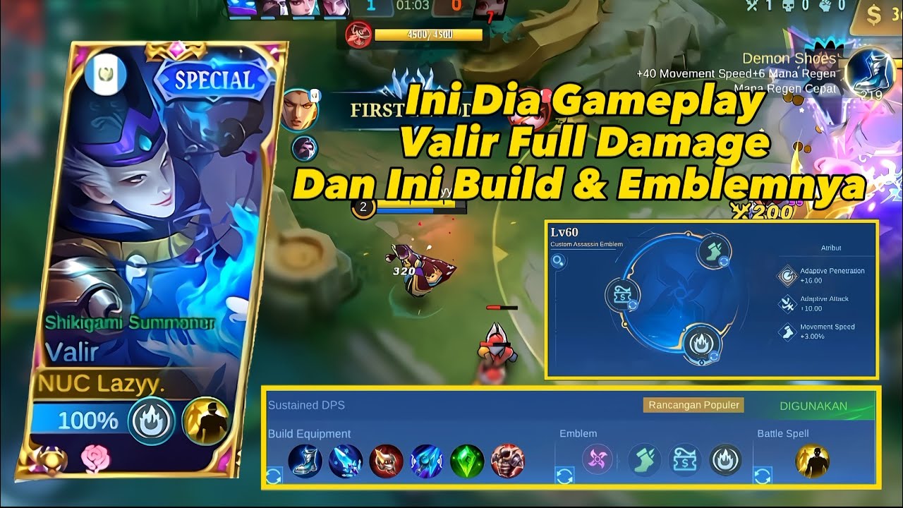 Ini Dia Gameplay Valir Full Damage | Dan Ini Build & Emblemnya ‼️‼️