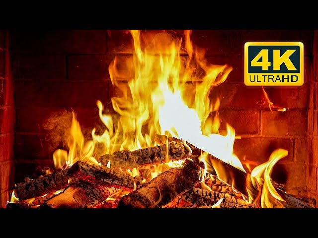 🔥 Cozy Fireplace 4K (12 HOURS). Fireplace with Crackling Fire Sounds. Fireplace Burning 4K class=