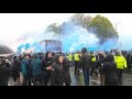 Man City Fans Welcoming Team Bus v PSG