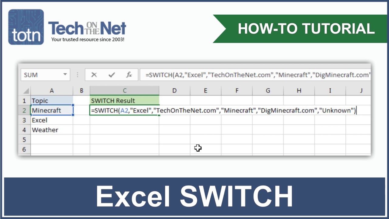 How to use the SWITCH function in Excel - YouTube