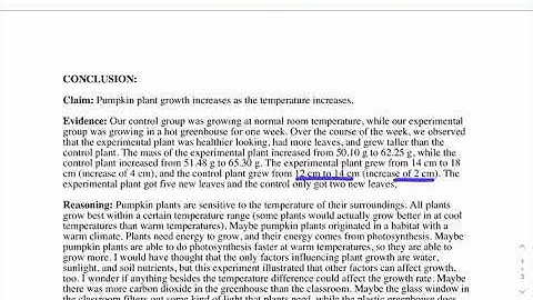 Claim, Evidence, and Reason in a Lab Report Conclusion