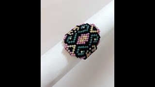 How to make beaded ring using odd count peyote and brick stich
