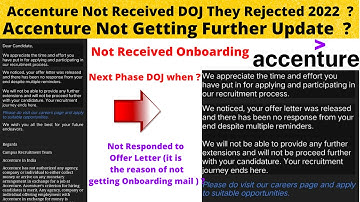 Accenture Not Received  DOJ 2022 They Rejected ? Accenture Not Getting Further Update Onboarding ?