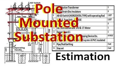 Pole Mounted 11kV/430V Substation, Material Specification and Estimation of quantity.