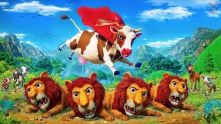Super Cow Battles Lions To Save The Farm