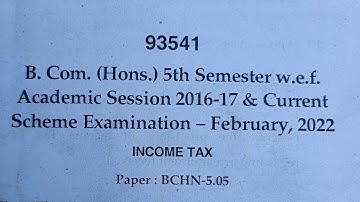 2022, MDU, B.com(H), 5th sem | INCOME TAX- question paper