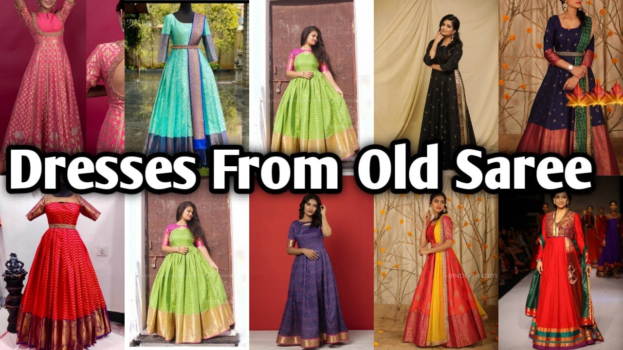 Convert Old Saree Into Long Dress Gown Kurti/Reuse Old Saree - YouTube |  One piece dress long, Girls dresses sewing, Gowns dresses