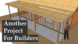 Как построить веранду во всю длину с низким скатом крыши и более высоким потолком — новое строительство