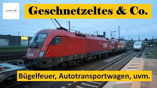 Bügelfeuer an der Oberleitung, Autotransportwagen und ihre Beladung und viele Züge | Alex E
