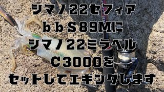 シマノ22セフィアbbS89MLにシマノ22ミラベルC3000をセットしてエギングします