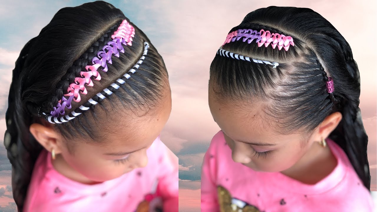 Peinados para niñas Media coleta entretejida con bucles  CharHadas