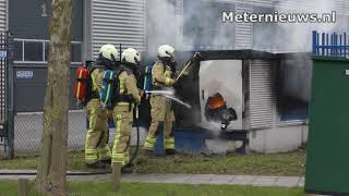 Transformatorhuisje in de brand in Meppel Transformatorhuisje in de brand in Meppel