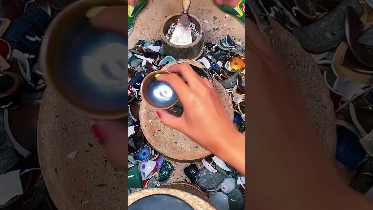 amazing destroyed 3 pieces of pottery 