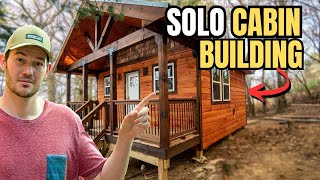BUILDING a CABIN ALONE in the WOODS - ALL EXTERIOR FINISHES | Start to Finish