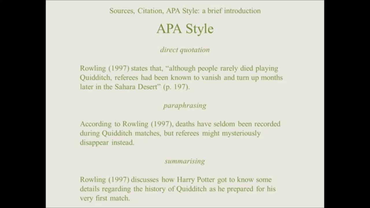 Sources, Citation, APA Style: A Brief Introduction - YouTube