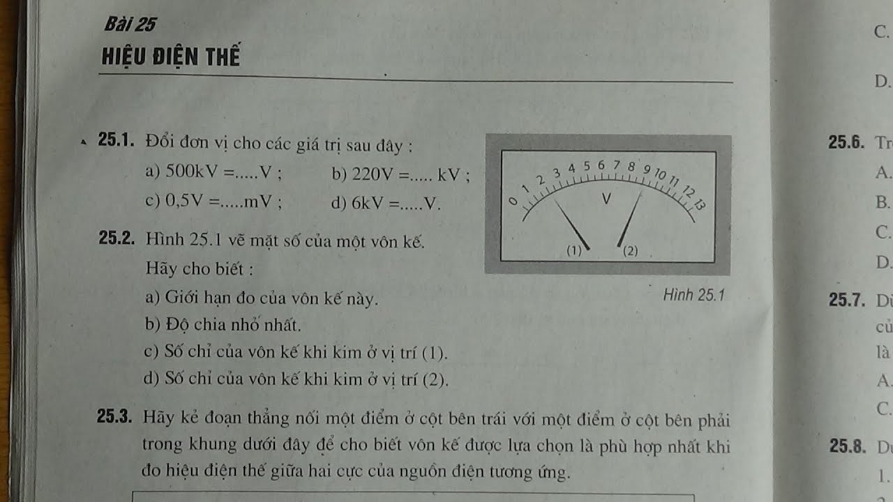 VẬT LÍ 7 - BÀI 25 HIỆU ĐIỆN THẾ - SÁCH BÀI TẬP #mshanh... - youtube
