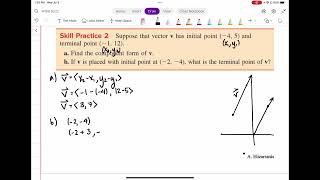 8.4 Skill Practice 1, 2, 3, 4 & 5: Vectors - Magnitude, Component Form, Add, Subtract, Scalar Mult.
