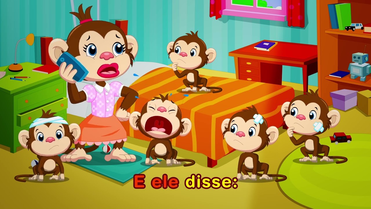 Música Infantil Educativa, Cinco Macaquinhos com turma da cor e mais