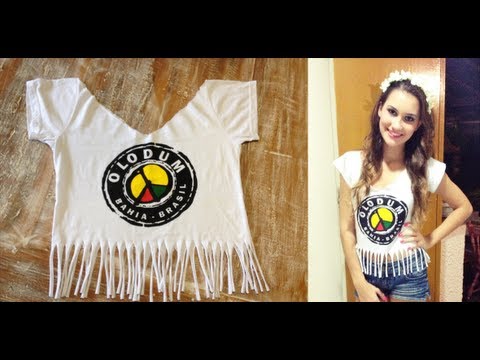 (DIY) Faça você mesma: Blusa Ombro Caído + Franjas ♡Laura Gromann