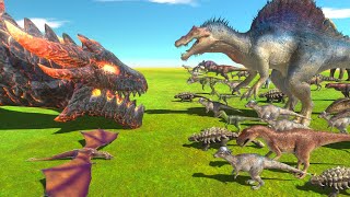 Battle With Lava Dragon | Dinosaurs Fight- Animal Revolt Battle Simulator